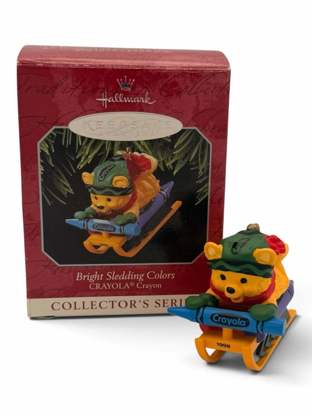 Hallmark Bright Sledding Colors Crayola Crayon 1998 Ornament